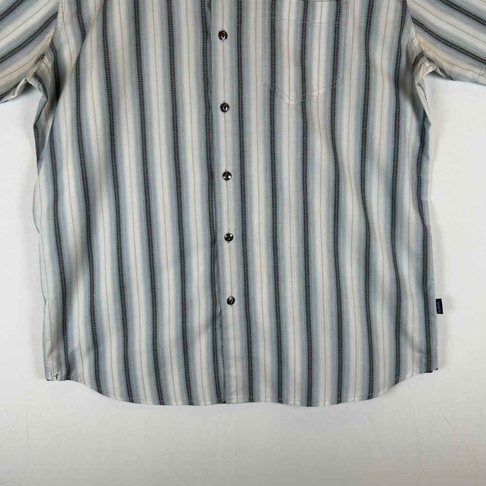 Kuhl Mens Striped Short Sleeve Button Down Shirt White 7566 Medium Hiking - Picture 9 of 14